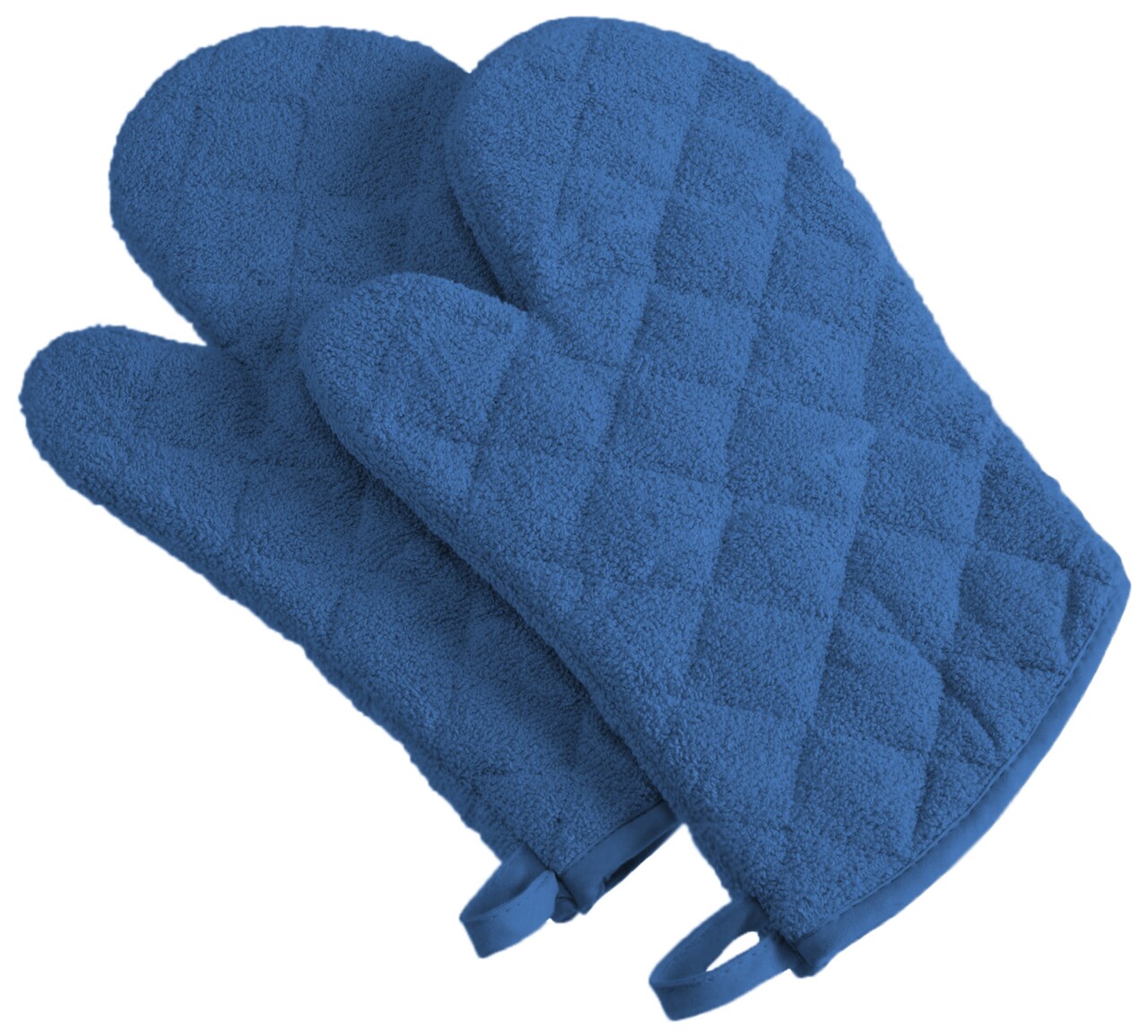 Contemporary Home Living Set of 2 Navy Blue Contemporary Oven Mitts with Loops 13"